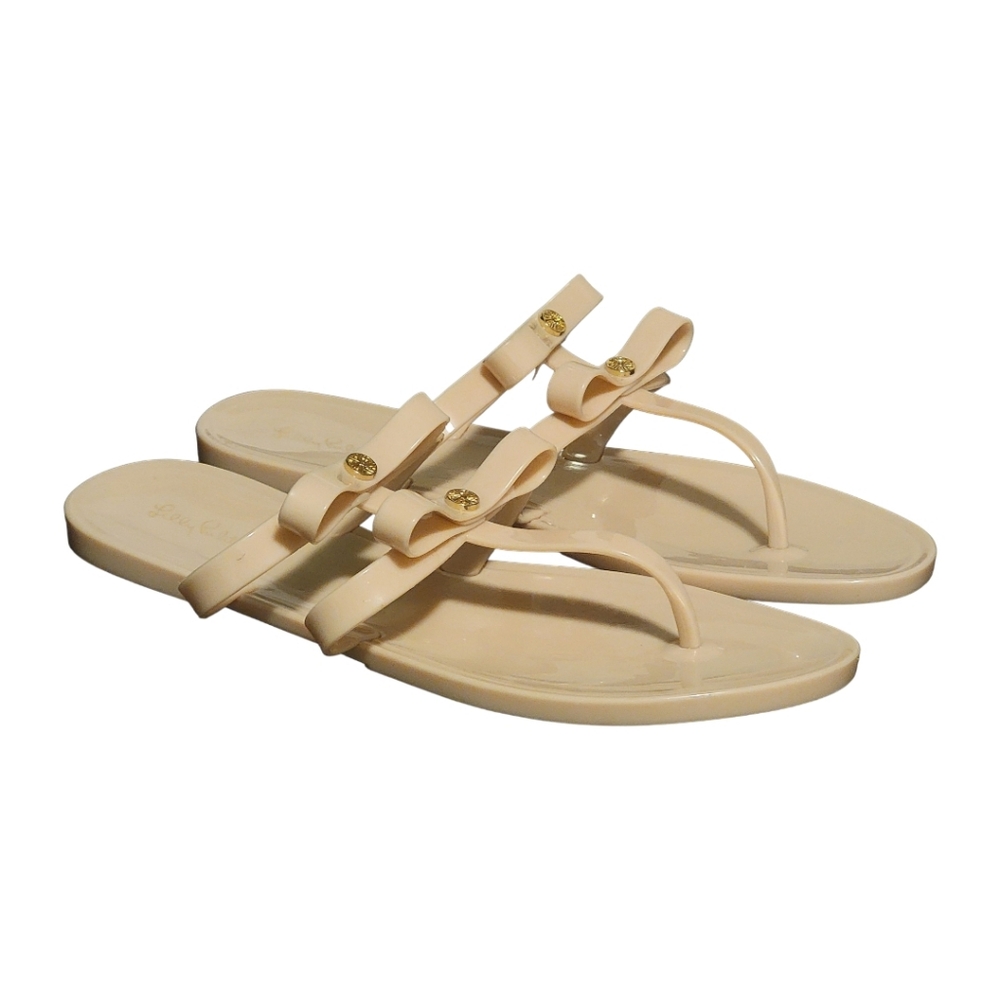 Lilly Pulitzer Harlow Jelly Bow Sandals Nude 10 - Picture 3 of 11